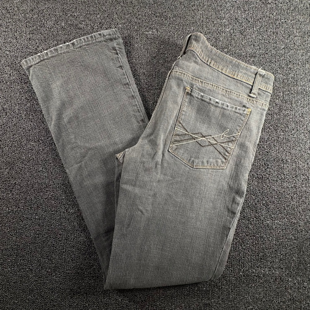 Bisou Bisou Jeans Gray Straight Leg Womens 10 Stretch‎ Denim Mid Rise Gray Wash